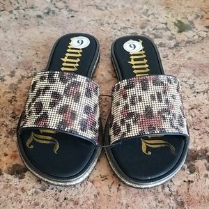 Juicy Couture Rhinestone Leopard Sandals